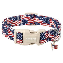Load image into Gallery viewer, ARING PET 4th of July Collars for Dogs, Fourth of July Patriotic American USA Flag Red White Blue Dog Collar for Puppy Small Medium Large Boy Girl Doggy-L
