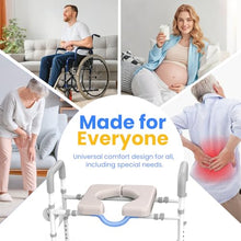Load image into Gallery viewer, Male-Friendly Raised Toilet Seat with Handles, Adjustable Width Toilet Seat Riser for Seniors
