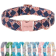 Load image into Gallery viewer, ARING PET 4th of July Dog Collar, Patriotic American USA Flag Heavy Duty Blue Red White Doggy Collars for Puppy Small Medium Large Boy Girl Dogs, for Independence Parades Walking Picnic Photos, L
