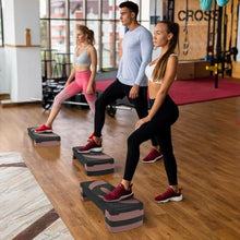 Load image into Gallery viewer, Fitvids Step Aerobic Platform, 31" Exercise Step with 3 levels Adjustable Height, 4 Stackable Risers, Fitness Training Workout Stepper for Home Gym, Cardio Strength, Black &amp; Pink
