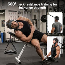 Load image into Gallery viewer, Neck Harness Weight Lifting, Neck Trainer Exerciser Equipment with Adjustable Heavy Duty Steel Chin Straps for Neck Strength and Pain Relief, Portable Head Harness for Weight Lifting,Home and Gym Use
