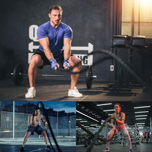 Load image into Gallery viewer, Black Battle Ropes - 1.5in x 30ft Heavy Workout Rope for Home Gym
