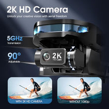 Load image into Gallery viewer, GPS Drone with EIS 2K Camera for Adults, 7.22 inch Screen on Remote Controller, 64 Mins Flight, Long Range Transmission, 3 Speed Adjustable, Follow Me, AI Track, AI Night Shot, Auto Return, Lightweight and Foldable RC Drones for Beginner Toy Gifts, Under
