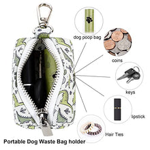 Load image into Gallery viewer, ARING PET Dog Waste Bag Dispenser, Cotton Doggy Poop Bags Holders Attach to Any Leashes, Portable Washable Dinosaur Pet Waste Pouch Dispenser with Metal Zipper
