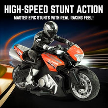 Load image into Gallery viewer, RC Remote Control Stunt Motorcycle with Riding Figure, 1:10 Scale High Speed
