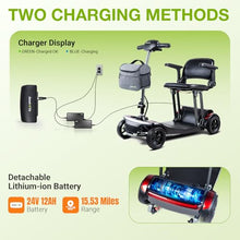 Load image into Gallery viewer, ScootNGo Mobility Scooter for Seniors &amp; Adults Foldable, Airline Approved, 44Lbs Lightweight 4 Wheel Electric Scooter, Portable for Travel, with Removable Battery &amp; USB Port (Standard)
