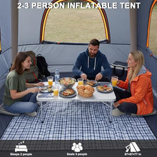 Load image into Gallery viewer, 2-3 Person Inflatable Glamping Tent,Easy Set up with Hand Air Pump, Waterproof Blow Up Tent for Adults, Portable Outdoor for Hiking/Backpacking/Fishing,Grey
