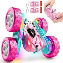 Load image into Gallery viewer, Zalneo RC Car Pink 4WD Remote Control Car 360° Flip Double‑Sided LED Light Bar &amp; Quick‑Swap USB‑C
