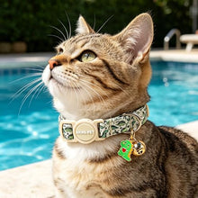 Load image into Gallery viewer, ARING PET 2 Pack Cat Collars with Bell, Cute Soft Cotton Kitten Kitty Breakaway Summer Cat Collars for Boy Girl Cats-Dinosaur &amp; Green Soccer
