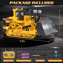 Load image into Gallery viewer, RC Bulldozer Toy for Boys, Remote Control Play Bulldozer Construction Vehicles
