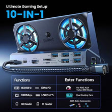 Load image into Gallery viewer, Docking Station for Steam Deck ROG Ally with Dual Cooling Fans, 10-IN-1 Stream Deck Dock with 4K@60Hz, 1000Mbps Gigabit Ethernet, 5USB Ports and 100W Charging Port for Steam Deck OLED/Switch/Legion Go

