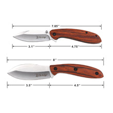 Load image into Gallery viewer, Elk Ridge Hunting 2 Piece Knife Set, Wood Handle, Fixed Blade and Folding Knife, 7.85" and 8.00" Overall Length, Includes Nylon Sheath, ER-SET111BN
