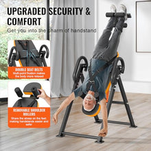 Load image into Gallery viewer, VEVOR Inversion Table, 300lbs Capacity Heavy Duty Inversion Table, Decompression Back Stretcher Machine, Strength Training Equipment with Headrest, Ankle Lock, Adjustable Protective Belt, Orange/Black
