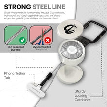 Load image into Gallery viewer, ClutchLoop Anti-Theft Phone Tether - Universal Adhesive Anchor, Retractable Steel Line and Locking Carabiner (White)
