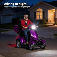 Load image into Gallery viewer, Super Large Electric 4 Wheel Mobility Scooters, Heavy Duty 800W Wheelchair Device, 25 Miles Long Range, All Terrain Mobility Scooter，Speed Adjust, Remote Key,Receive Ready to Ride (Purple)
