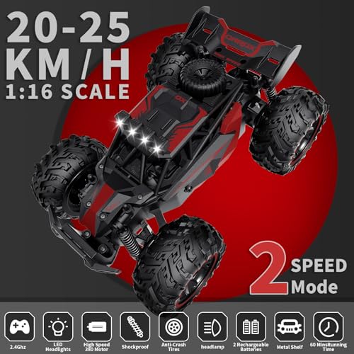 Carox Remote Control Car, 2.4GHz 25KM/H High Speed RC Car, 1:18 Off-Ro ...