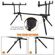 Load image into Gallery viewer, Carp Fishing Rod Holder,HUIOP Adjustable Retractable Carp Fishing Rod Stand with LED Bite Alarms
