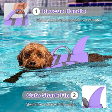 Load image into Gallery viewer, Dogcheer Dog Life Jacket with Shark Fin, High Buoyancy Swim Vest with Top Rescue Handle, Adjustable Reflective Flotation Vest for Swimming, Kayaking, Boating - Taro Purple,XS
