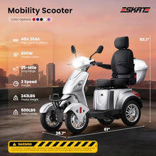 Load image into Gallery viewer, Super Large Electric 4 Wheel Mobility Scooters, Heavy Duty 800W Wheelchair Device, 25 Miles Long Range, All Terrain Mobility Scooter，Speed Adjust, Remote Key,Receive Ready to Ride (Silver)
