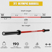 Load image into Gallery viewer, Mikolo 7ft Olympic Barbell, Barbell for Weightlifting and Powerlifting 45lb, -combo 4)
