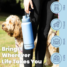 Load image into Gallery viewer, Dog Water Bottle for Dog Lovers - 32 oz Stainless Steel Double Wall Insulated Water Bottle with 8 oz Detachable Bowl on Bottom for Doggy Lovers for Hiking, Walks, Travel - Dusty Blue

