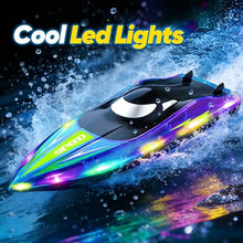 Load image into Gallery viewer, RC Boat with LED Lights - 2Pack 14Inch Remote Control Boat for Kids and Adults, 2.4Ghz Fast RC Boats
