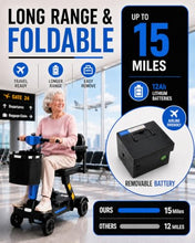 Load image into Gallery viewer, Ecomobi Light Weight Mobility Scooter for Seniors &amp; Adults, 12–30 Mile Range, Foldable Airline Approved Portable 4 Wheel Motorized Scooter with Removable Lithium Battery, 300 lb Capacity, Ultra Blue
