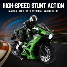 Load image into Gallery viewer, Liberty Imports 2.4G RC Remote Control Stunt Motorcycle with Riding Figure Racing Motorbike (Green)
