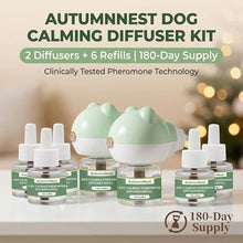 Load image into Gallery viewer, Calming Diffuser for Dog, Pheromone Plug-in Set (2 Diffusers &amp; 6 Refill 48ml) for Dog Anxiety Relief, Reduces Barking, Aggression, Destructive Behavior, Fireworks Fear, 180-Day Dogs Calming Diffuser
