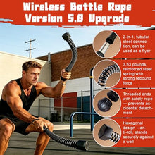 Load image into Gallery viewer, FlowViva 2-in-1 Ropeless Battle Rope &amp; Vibration Bar, Portable Cordless Fitness Ropes for Home Gym, Strength Building, HIIT Training &amp; Low-Impact Aerobic Training for Men and Women, Black
