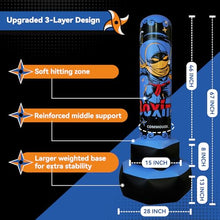 Load image into Gallery viewer, COMMOUDS 67inch Punching Bag for Kids, Inflatable Kids Boxing Set with Gloves, Fast Rebound Punching Bag for Practicing Karate, Taekwondo, MMA, Christmas/Birthday Gift for Boys Girls, Ages 6-14 (Blue)
