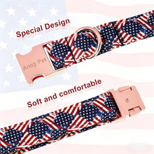 Load image into Gallery viewer, ARING PET 4th of July Dog Collar, Patriotic American USA Flag Heavy Duty Blue Red White Doggy Collars for Puppy Small Medium Large Boy Girl Dogs, for Independence Parades Walking Picnic Photos, L
