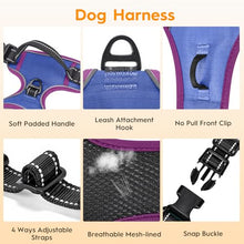 Load image into Gallery viewer, No Pull Dog Harness, No-Choke Soft Padded Reflective Dog Vest Harness with Front Clip &amp; Top Handle, 2 Quick-Release Buckles, Adjustable for Small Medium Large Dogs
