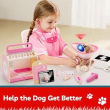 Load image into Gallery viewer, TOP BRIGHT Doctor Kit for Toddlers 3-5, Pretend Play Doctor Set with Pink Veterinarian Costume, DR Kit Dress Up Toys for Kids, Role Play Dog Vet Playset, Christmas Birthday Gifts for Girls Boys 3 4 5
