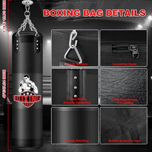 Load image into Gallery viewer, Punching Bag for Adults, 4FT Oxford Heavy Boxing Bag with Chains and Hand Wraps, Boxing Equipment for MMA Karate Kickboxing, Unfilled
