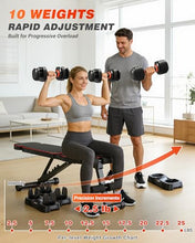 Load image into Gallery viewer, Rendpas Adjustable Dumbbells Set of 2, 1-Sec Adjustable Weights Dumbbells Set, 10 in 1 Dumbbell Set with Anti-Slip Texture Handle, Weight Set For Home Gym Suit both Men and Women
