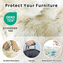 Load image into Gallery viewer, blunique Calming Extra Large Dog Couch Bed, 45 x 37 inch Waterproof Removable Pet Mat Couch Cover for Furniture Protector, Non-Slip Fluffy Pelsbarn Dog Bed for Couch, Sofa, Car - Tie-Dye Khaki
