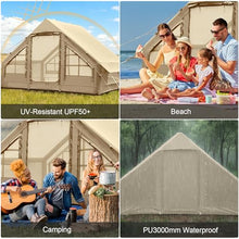 Load image into Gallery viewer, Inflatable Tents for Camping, 4-6 Person Easy Blow Up Tent with Hand Pump,4 Seasons Waterproof Air Inflatable Camping Tent House for Family Weekend Camping,Beige
