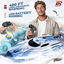 Load image into Gallery viewer, BEZGAR RC Boat, 12 inch Remote Control Boat for Kids and Adults, 25 KPH Fast RC Speed Boats with 700mAh Battery, Ideal Waterproof Toy Boats for Lakes &amp; Pools - TX126 White
