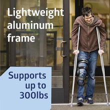 Load image into Gallery viewer, Medline Aluminum Crutches for Kids, Adults, &amp; Seniors, Walking Aid for Reliable Balance, Comfortably Holds 300 LBS, Fits Patients Between 5'10" to 6'6" Tall
