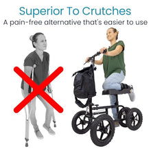Load image into Gallery viewer, Vive Mobility All Terrain Knee Scooter Walker for Foot Injuries - Adult Broken Leg Crutch Cart Roller for Surgery, Broken Foot, Ankle Injury - Kneeling Rolling Steerable Seated Wheel Scooter Aid

