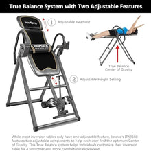 Load image into Gallery viewer, Innova Health and Fitness Inversion Table with Adjustable Headrest, Reversible Ankle Holders, and 300 lb Weight Capacity - Premium
