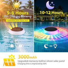 Load image into Gallery viewer, Solar Floating Pool Lights, 2026 Upgrade 2-Pack Solar Pool Lights for Above Ground &amp; Inground Pools, 57 Lighting Modes, IP67 Waterproof, 3 Timers, 3000mAh, for Pool Parties, Backyard, Pond &amp; Bathtub

