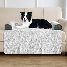 Load image into Gallery viewer, blunique Calming Large Dog Bed for Couch, 41 x 37 inch Removable Couch Cover for Dogs Washable, Non-Slip Fluffy Plush Dog Sofa Mat for Furniture Protector - Grey

