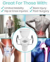Load image into Gallery viewer, Vive Raised Toilet Seat Riser for Seniors (with Handles) - Handicap Rail Grab Bar Seat for Over Toilet
