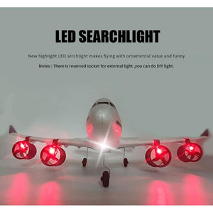 RC Airbus 747 A380 2.4G Remote Control Electric Plane Four Motor RC Airplane Toy RC Airliner with LED Lights Drop Resistant Aircraft 2 Batteries