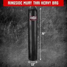 Load image into Gallery viewer, Ringside 100-Pound Muay Thai Heavy Bag, Sturdy Powerhide Punching Bag for Boxing, MMA, Muay Thai, and Kickboxing Training and Workout, Includes Chain and Swivel, Black, 72" H x 13" Dia.
