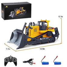 Load image into Gallery viewer, fisca Remote Control Bulldozer RC 1/16 Full Functional Construction Vehicle, 2.4Ghz 11 Channel Dozer Front Loader Toy
