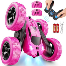 Load image into Gallery viewer, QUNREDA RC Cars, Rose Remote Control Car for Girls, 2.4 GHZ Double Sided RC Stunt Car
