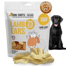 Load image into Gallery viewer, Dog Chits Lamb Ears for Dogs – 100% Natural Baked Lamb Ear Dog Treats – Grain-Free, High Protein, Lower Fat Training Chews – Dental Health &amp; Joint Support – for Large, Medium Dogs – 25 Pack
